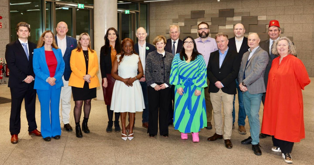 Seanad candidates posing for a photo after the first Trinity hustings.