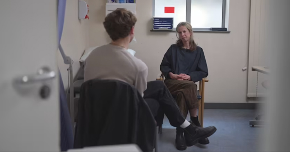 Screenshot from new documentary "After the high: Chemsex, beyond the myths", showing a patient talking to a healthcare professional.