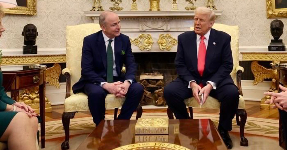 Micheál Martin and Donald Trump talking in the Oval Office.