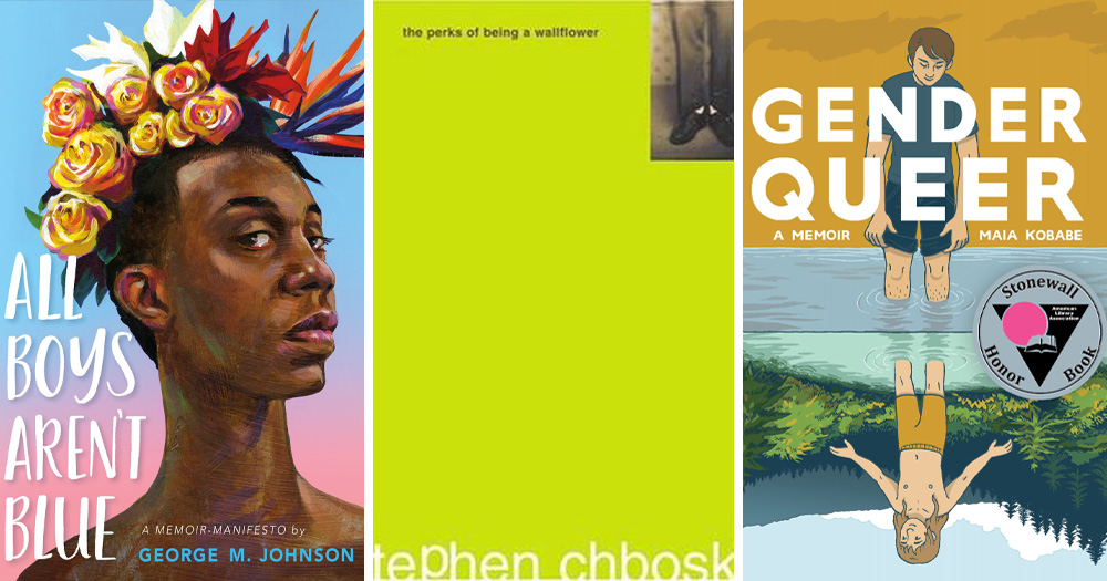 Covers of three of the most challenged books in the US for 2024.