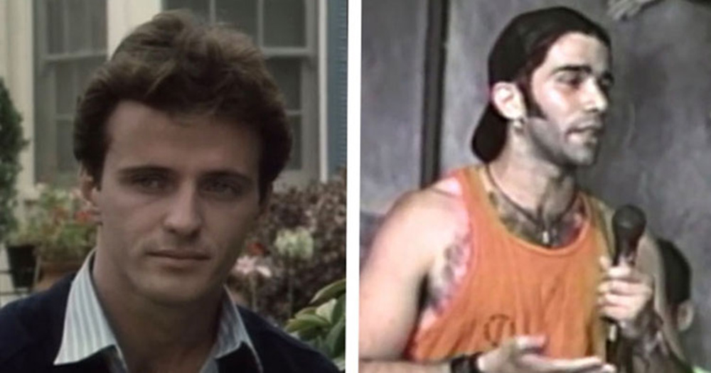 Screen shots from two films aabout HIV. Left: Main character from 'An Easy Frost' a man. Right: An activist filmed for 'United in Anger.'