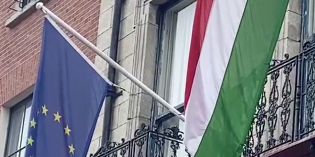 Image shows European Flag and Hungarian Flag - Cynthia Ní Mhurchú, Fianna Fáil MEP for Ireland South,, has declared she will defy a controversial ban imposed by the Hungarian government on this year’s Budapest Pride