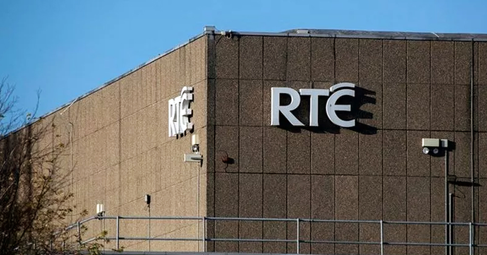 RTÉ building with their logo on the wall. RTÉ has stated that they won't pull out of Eurovision.