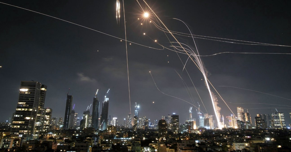 Photo of the night sky as missiles are being launched between Israel and Iran.