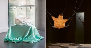 Split screen of work from two artists who discussed pleasure and activism in their art.