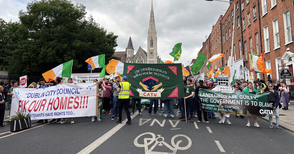 People marching at the all Ireland housing demo organised by CATU in Dublin.