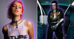 Beth McCarthy on the left and Bobbi Arlo on the right, posed to announce they are part of the Dykonic lineup.