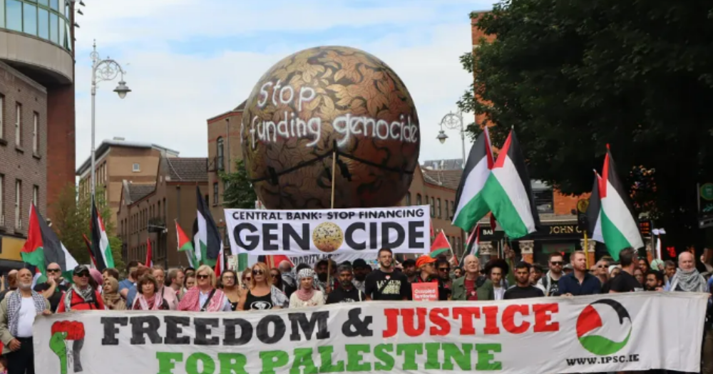 Image shows the national march for palestine in Dublin last Saturday.