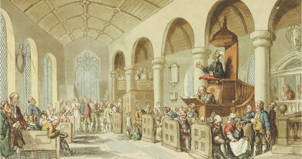 Drawing depicting a court in 1700s Britain. This is what the court case involving Princess Seraphina would've looked like.