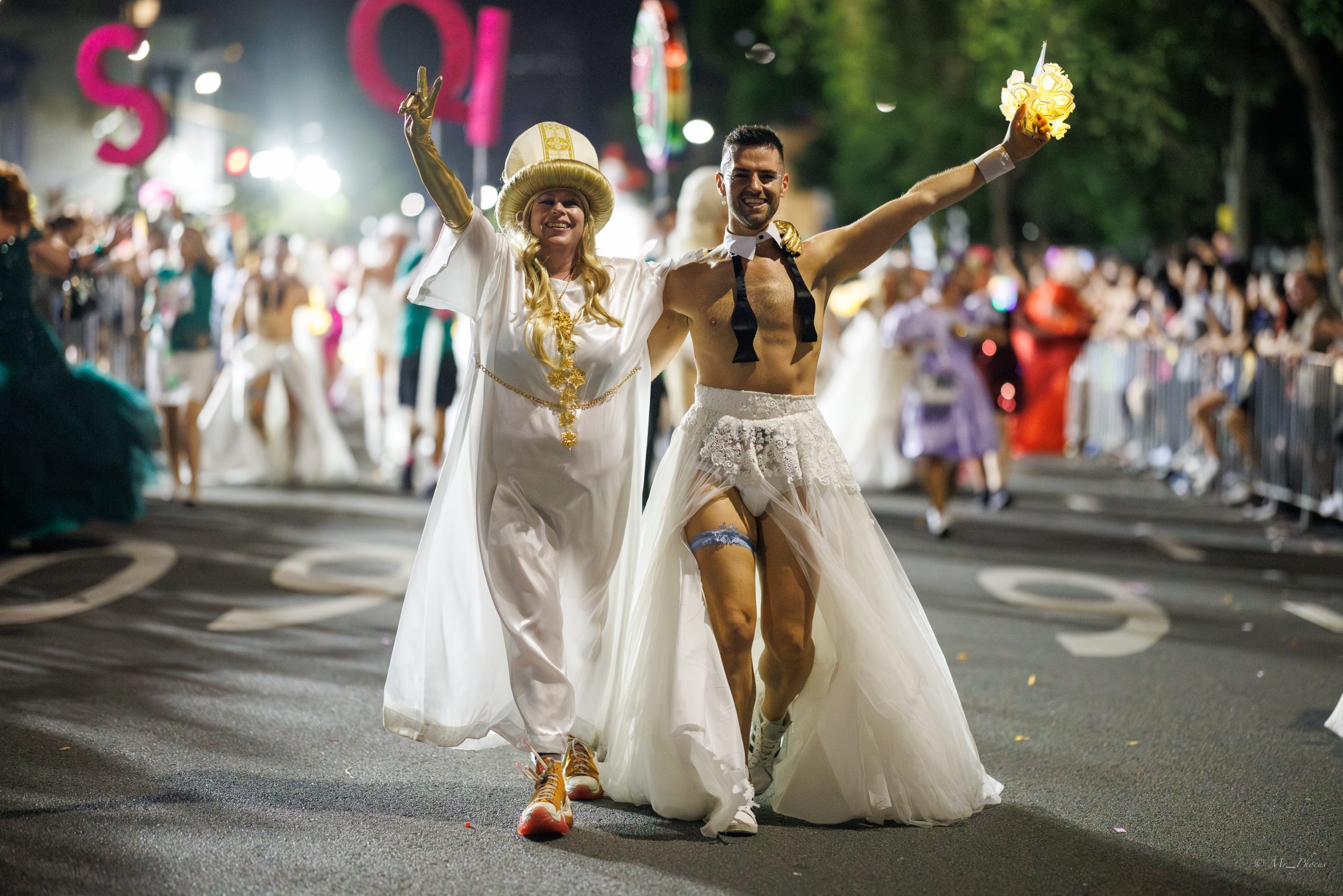 People taking part in a wedding parade in Sydney in celebration of Marriage Equality. The parade was organised Sydney Queer Irish.