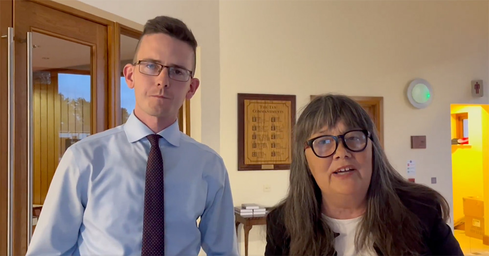 Screenshot from a video of the Burke family at the Hebron Free Presbyterian church.