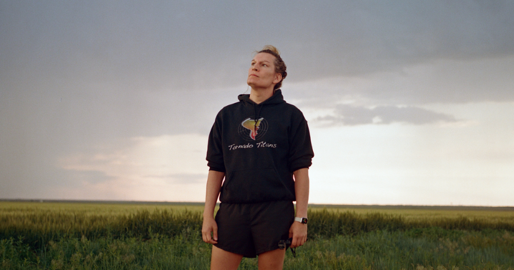 Image shows trans storm chaser Raychel Sanner, in the upcoming documentary "Something In The Air"