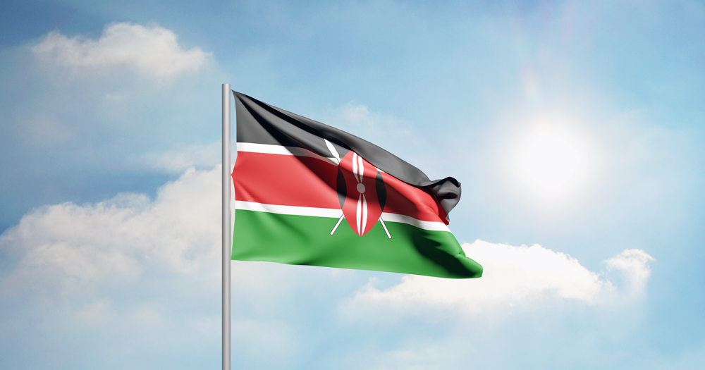 This article is about Kenyan trans rights. In the photo, a Kenyan flag flying in the sky, with black, red and green stripes.