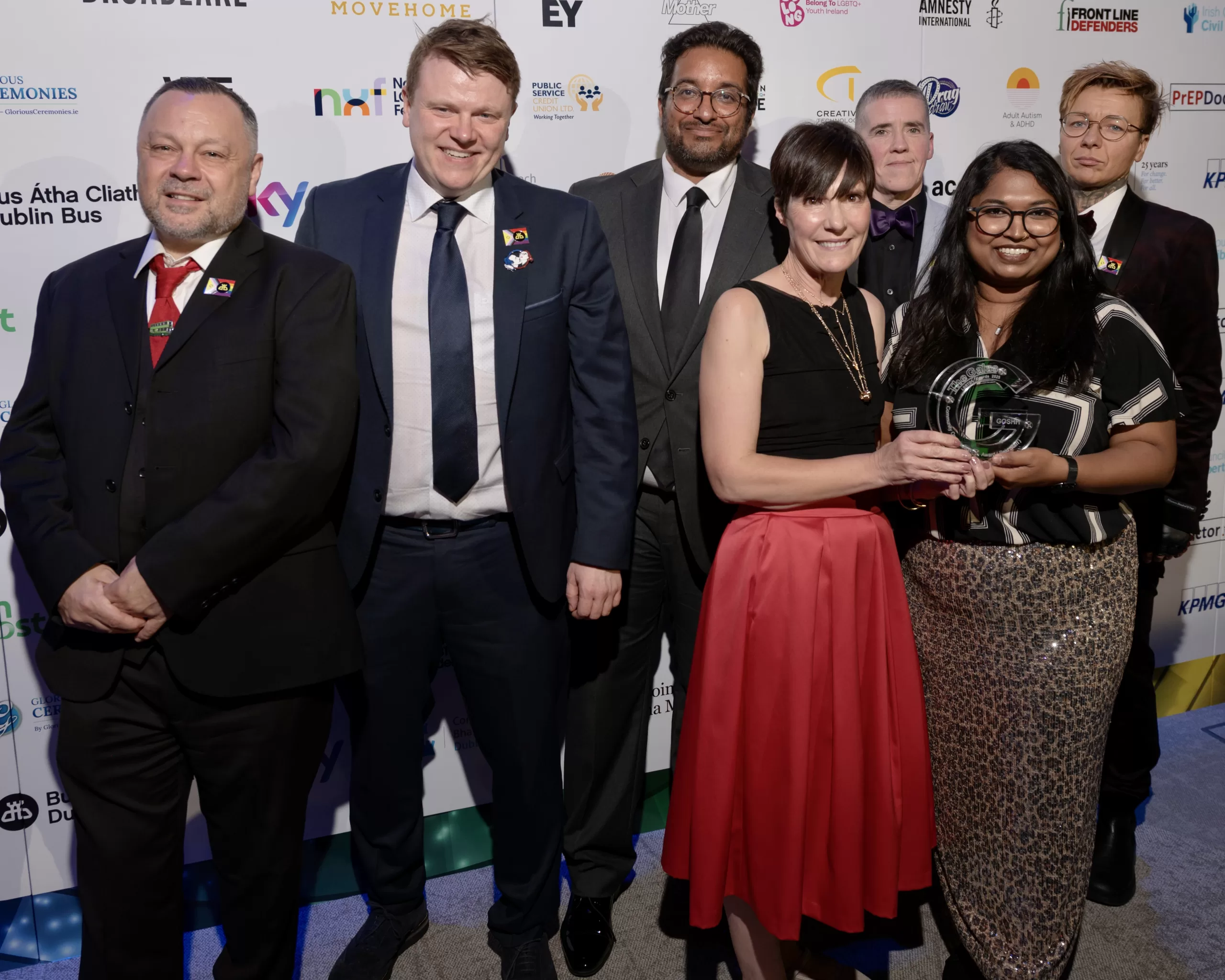 Dublin bus staff with Community Organisation (Paid Staff) award winners GOSHH at The GALAS 2025