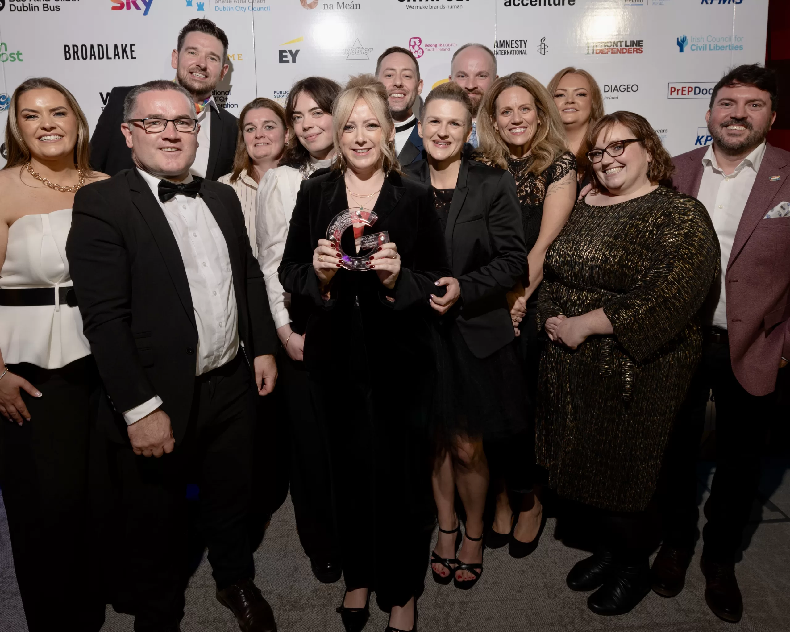 Dublin City Council staff with LGBTQ+ Employee Resource Group award winners INTO LGBT+ Teachers’ Group at The GALAS 2025