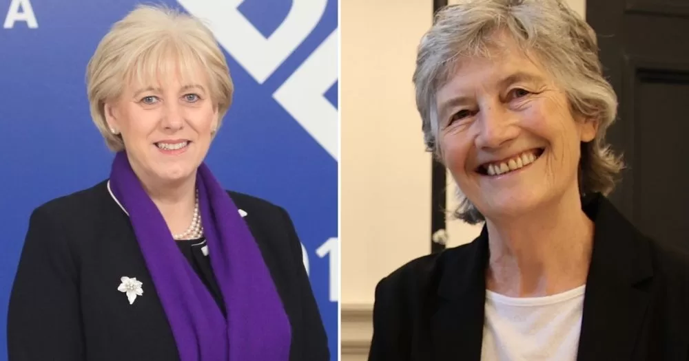 A split image with Heather Humphreys on the left and Catherine Connolly on the right.