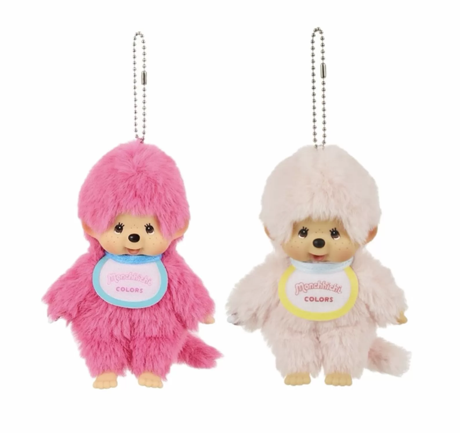 @chichiofficial_shop on Instagram Two pink monchichi keychains, both of them adorable trinkets that are often sported on bags.