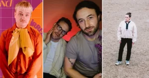 mage shows Pure Grand, Phoeno and Elaine Mai, three Irish LGBTQ+ music acts, side-by-side.