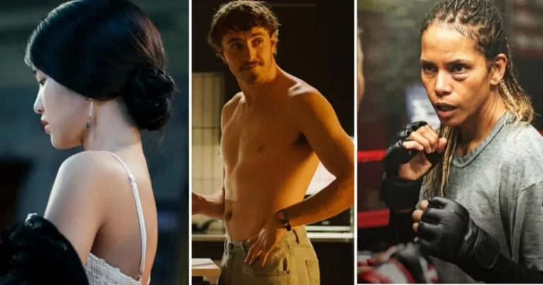 A threeway split featuring scenes from The Handmaiden, All Of Us Strangers and Bruised.