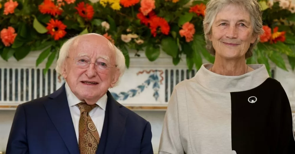 Michael D. Higgins - who has a track-record in social justice activism - stands with his successor Catherine Connolly.