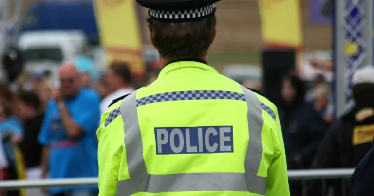 A member of the PSNI. The PSNI has confirmed arrest of 100 suspects after riots in Ballymena