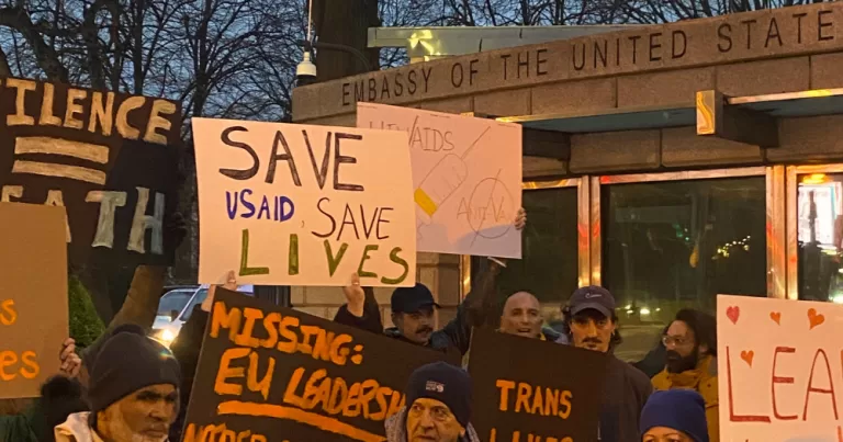 Protesters outside the Embassy of the United States in Ireland. This article covers the effect of DOGE on LGBTQ+ people