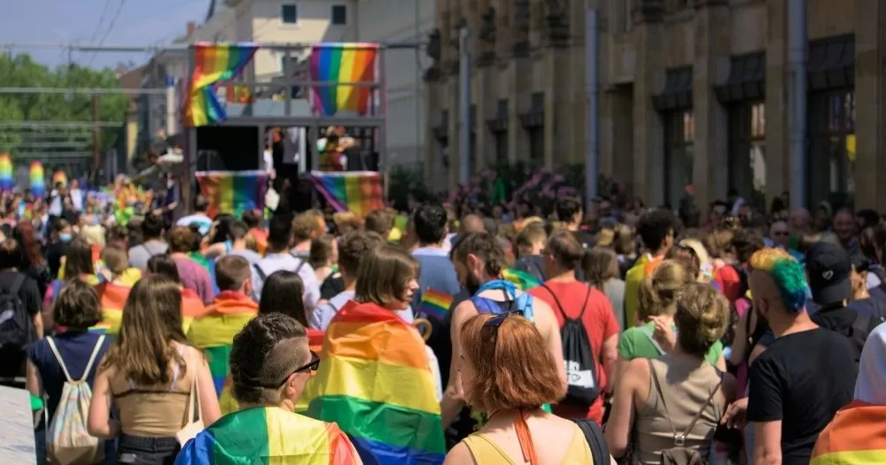 Image shows revellers at a Pride parade. This image is being used to accompany an article about Cork Pride's liquidation.
