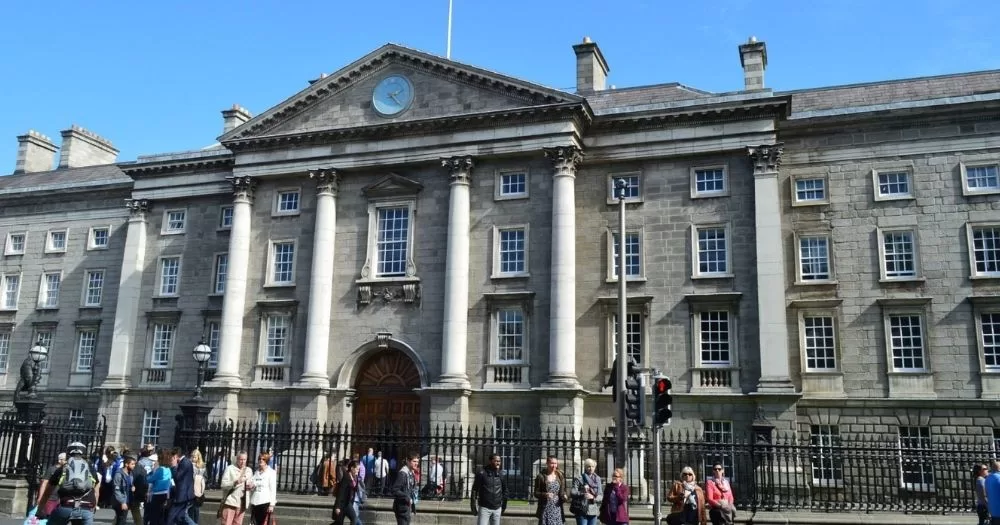 The front entrance of Trinity College which is set to light up in red on World AIDS Day.