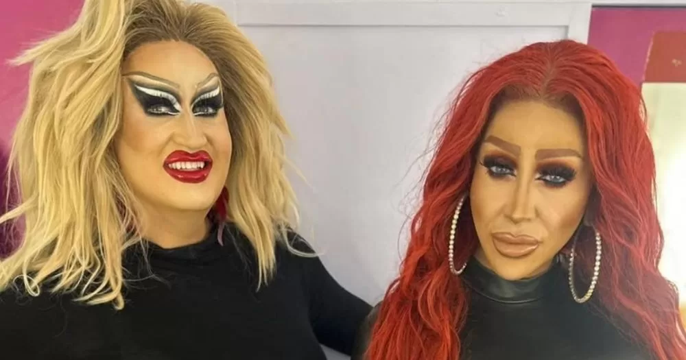 Image shows drag queens Victoria Secret and Davina Devine.