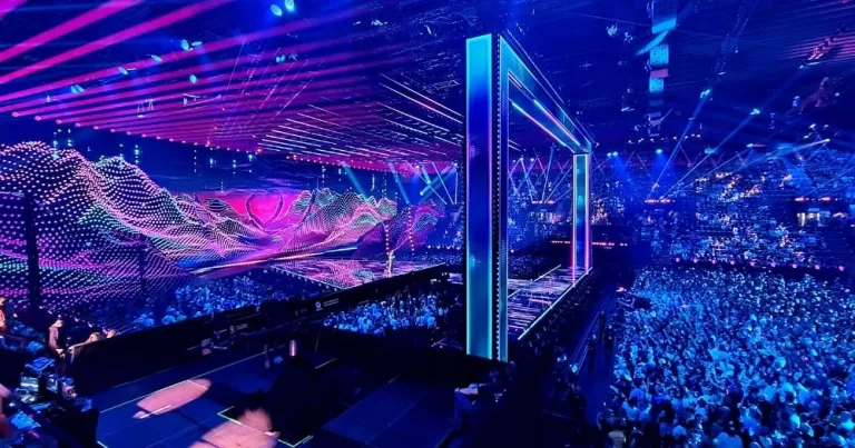 Image shows the Eurovision stage and arena. This photo is being used to represent a story about a statement made by the Eurovision director.