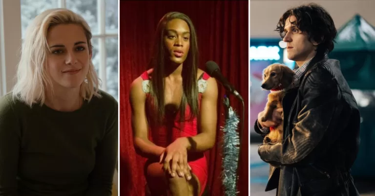 Images from LGBTQ+ christmas cinema - From right to left, "Happiest Season" , "Tangerine" and "Pillion.