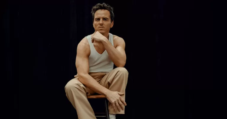 Andrew Scott poses in front of a black background. He has been announced as the lead in Elsinore.