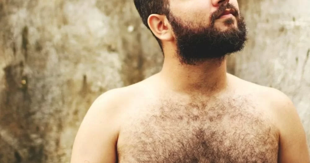 This article is about Grindr Unwrapped. In the photo, the chest of a hairy man.