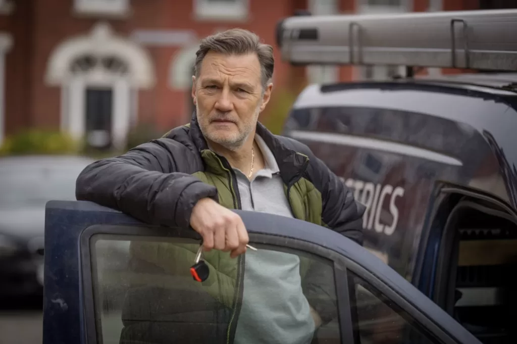 David Morrissey plays Clive, Leo's troubled neighbor. 