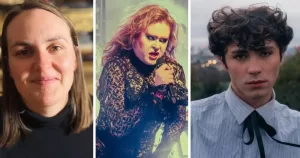 A split image of Sarah Power, SexyTadhg and Ocean Tisdall.