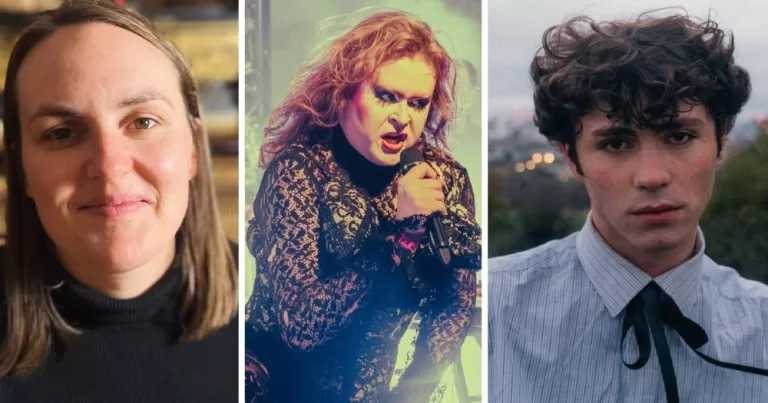 A split image of Sarah Power, SexyTadhg and Ocean Tisdall.