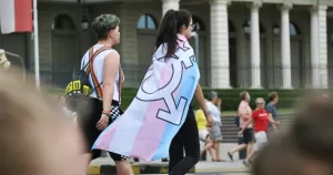 Attendees at a trans pride event.
