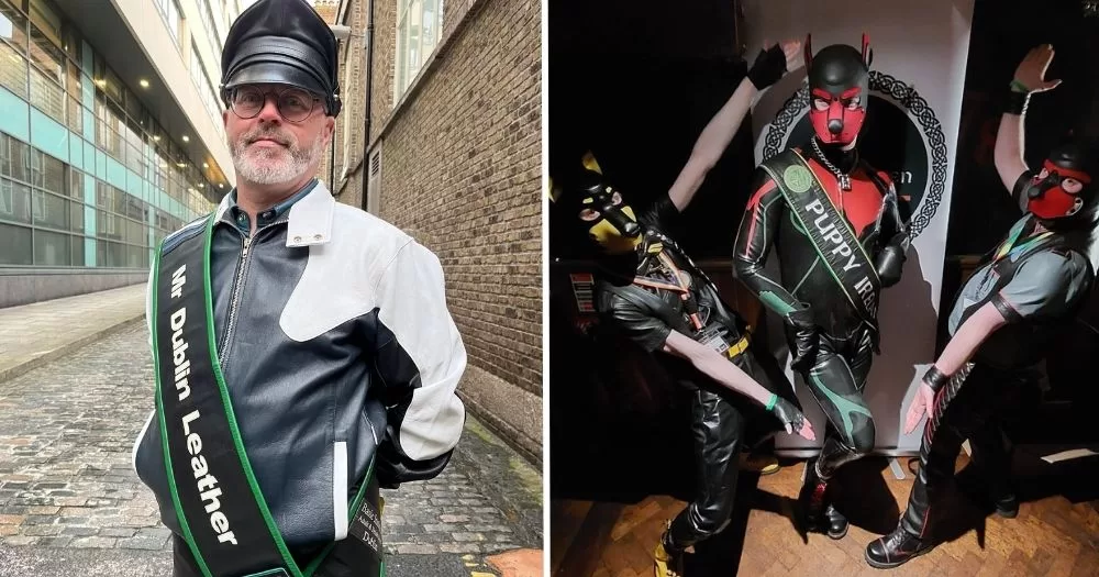 A split image of Mr Dublin Leather and Puppy Ireland.