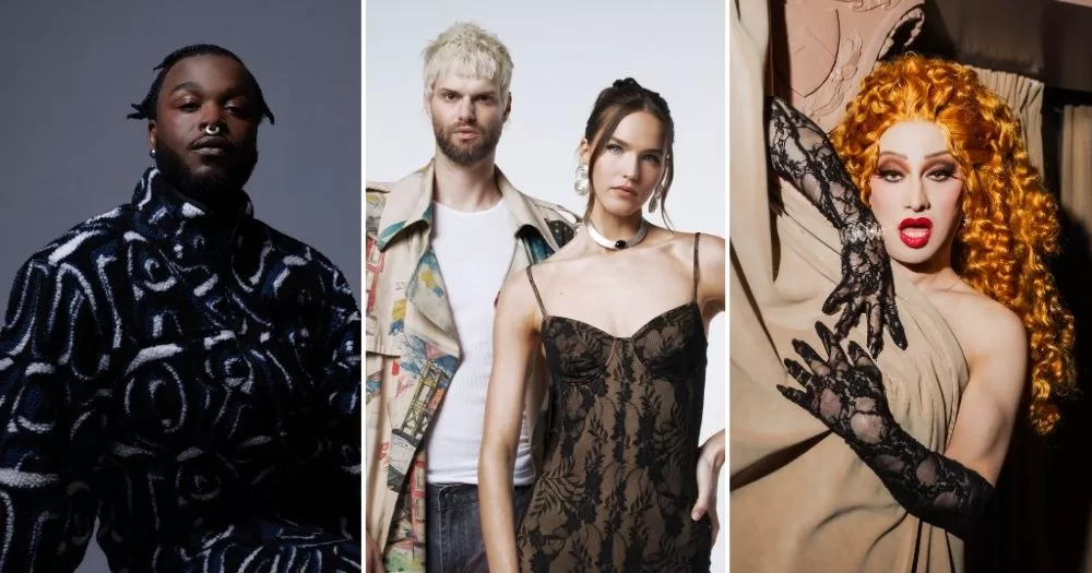 Splitscreen of artists headline the 2026 Mother Pride Block Party, including SOFI TUKKER, Jinkx Monsoon, and Cakes Da Killa.
