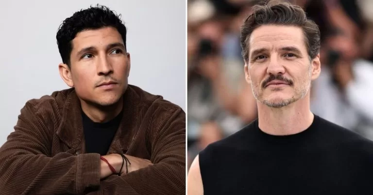 Split screen of actors Danny Ramirez and Pedro Pascal.