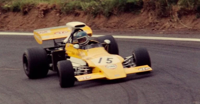 Mike Beuttler, the world's first LGBTQ+ Formula 1 driver, in his race car.