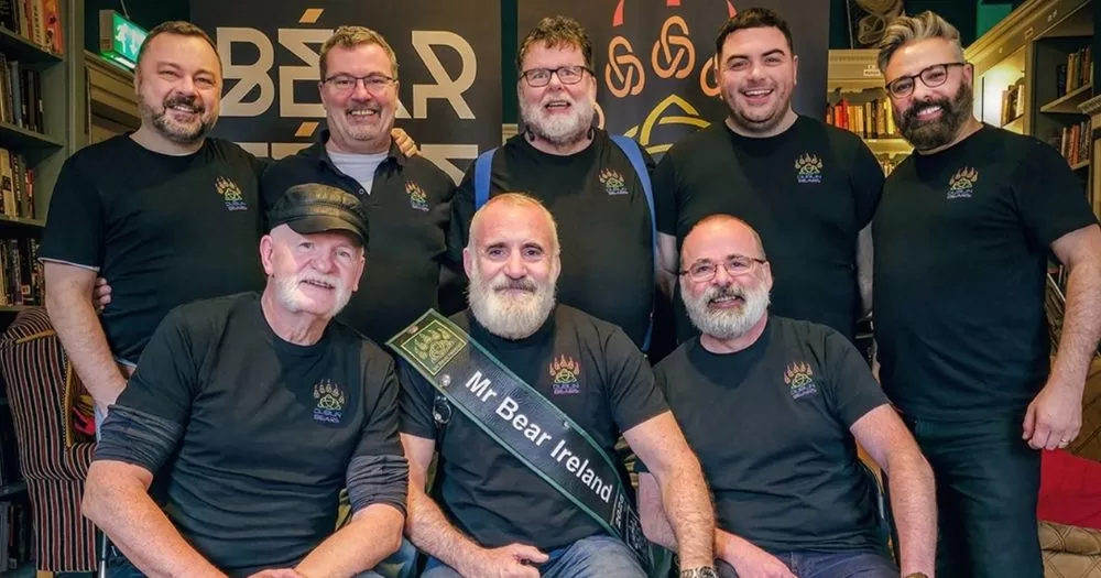 Mr Bear Ireland 2026 voting now open. A group photo of Mr Bear Ireland 2025 and other bear organisers promoting the feile.
