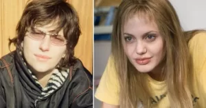 A split image of King Princess and Angelina Jolie from Girl, Interrupted.