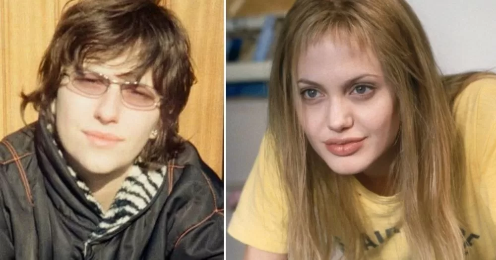 A split image of King Princess and Angelina Jolie from Girl, Interrupted.