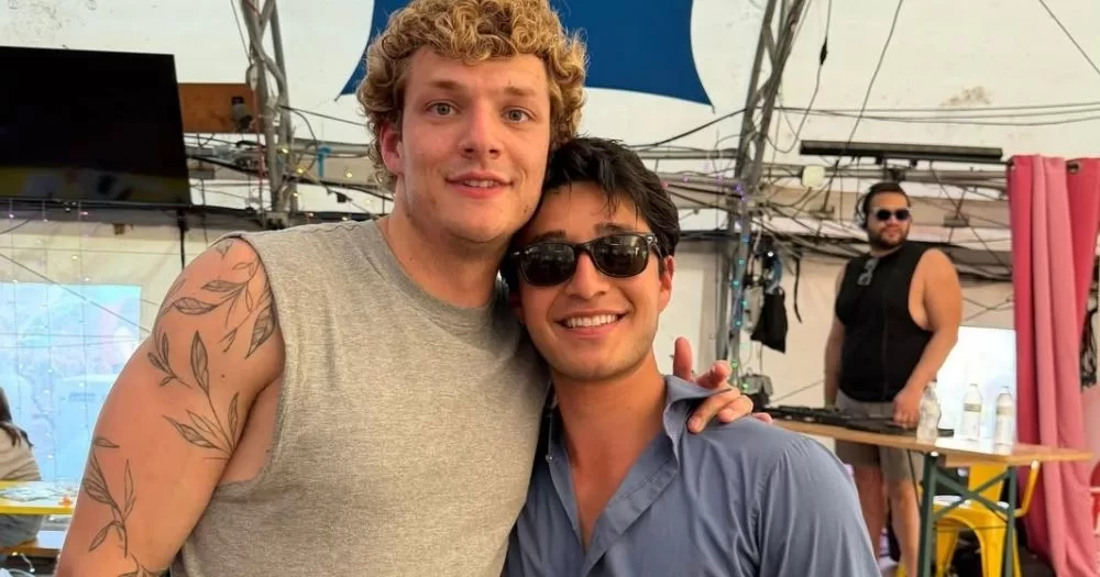 On the left, Felix Eller and on the right, Aram Matagi, the winners of the Heated Rivalry lookalike contest.