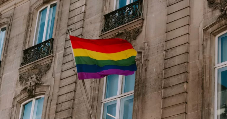 A Pride flag in a French street