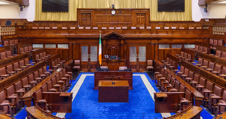 Image of the Dáil chamber where legislation regarding historical same-sex convictions has been debated.