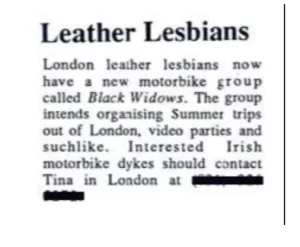 A personal ad in GCN 1988