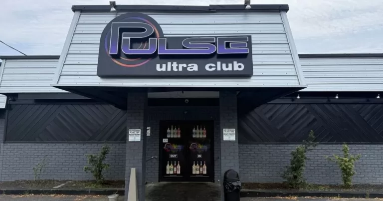 This article is about a shooting that took place outside LGBTQ+ nightclub Pulse Ultra Club, in South Carolina. In the photo, the front door of LGBTQ+ nightclub Pulse Ultra Club.