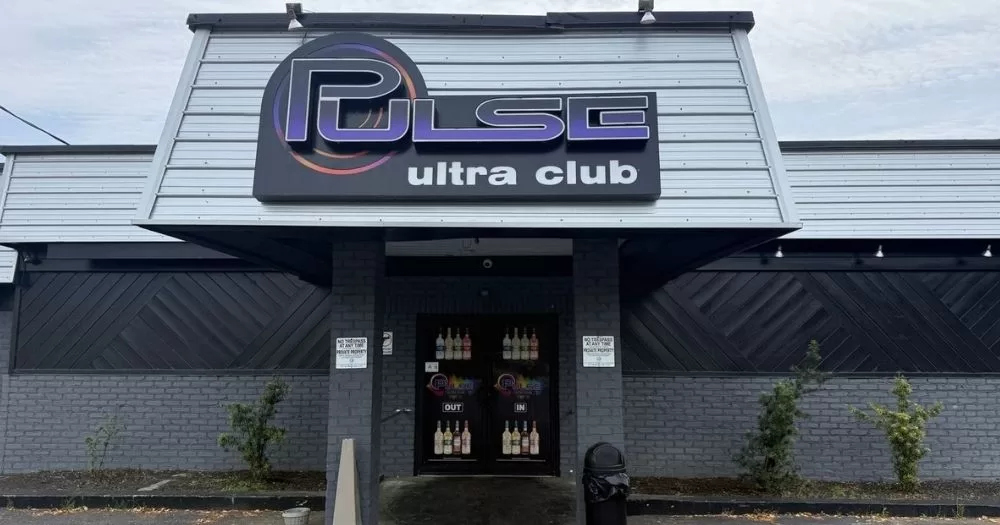 This article is about a shooting that took place outside LGBTQ+ nightclub Pulse Ultra Club, in South Carolina. In the photo, the front door of LGBTQ+ nightclub Pulse Ultra Club.